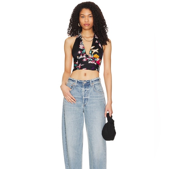 NWOT! FREE PEOPLE Seraphina Halter Top in Black Combo - Picture 5 of 8